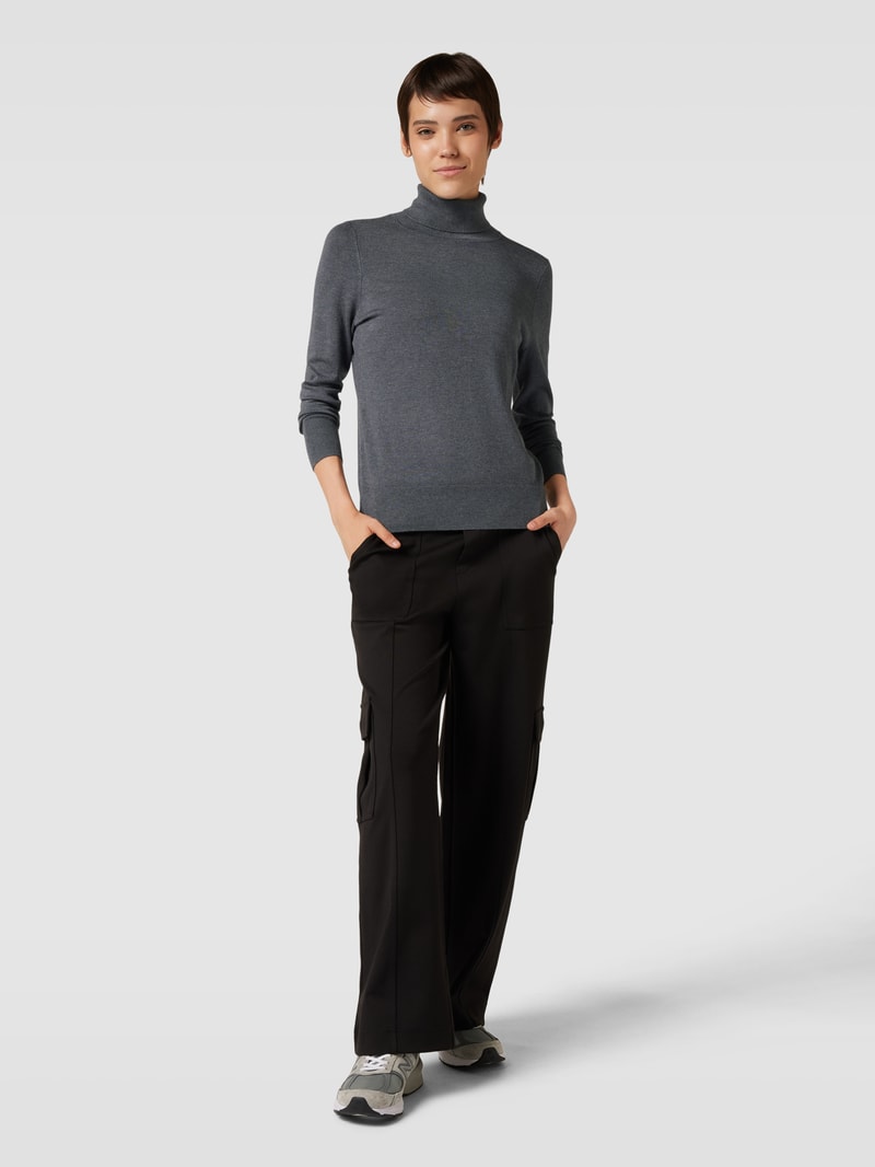 Longsleeve mit Rollkragen in anthrazit meliert