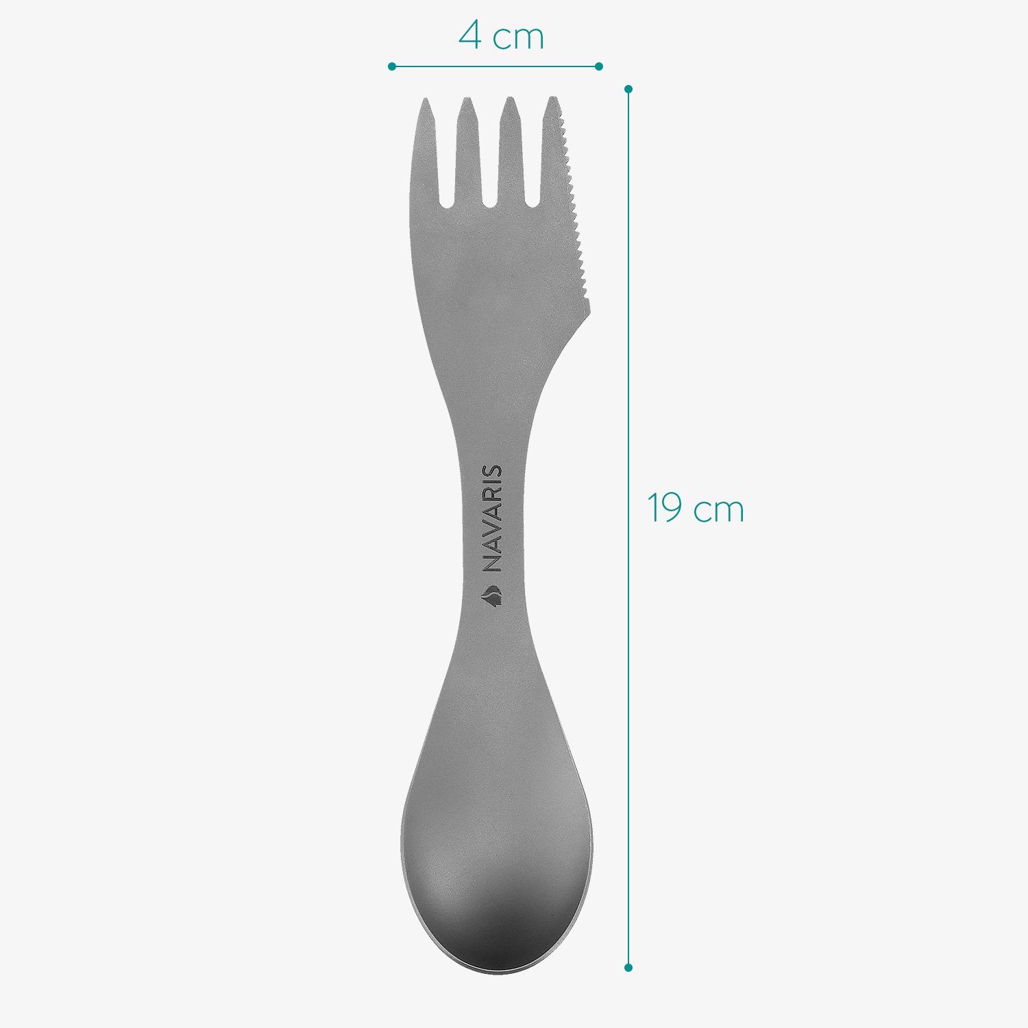Navaris Campinglöffel 3in1 Titan Camping Besteck - Messer, Gabel und Löffel in Tasche