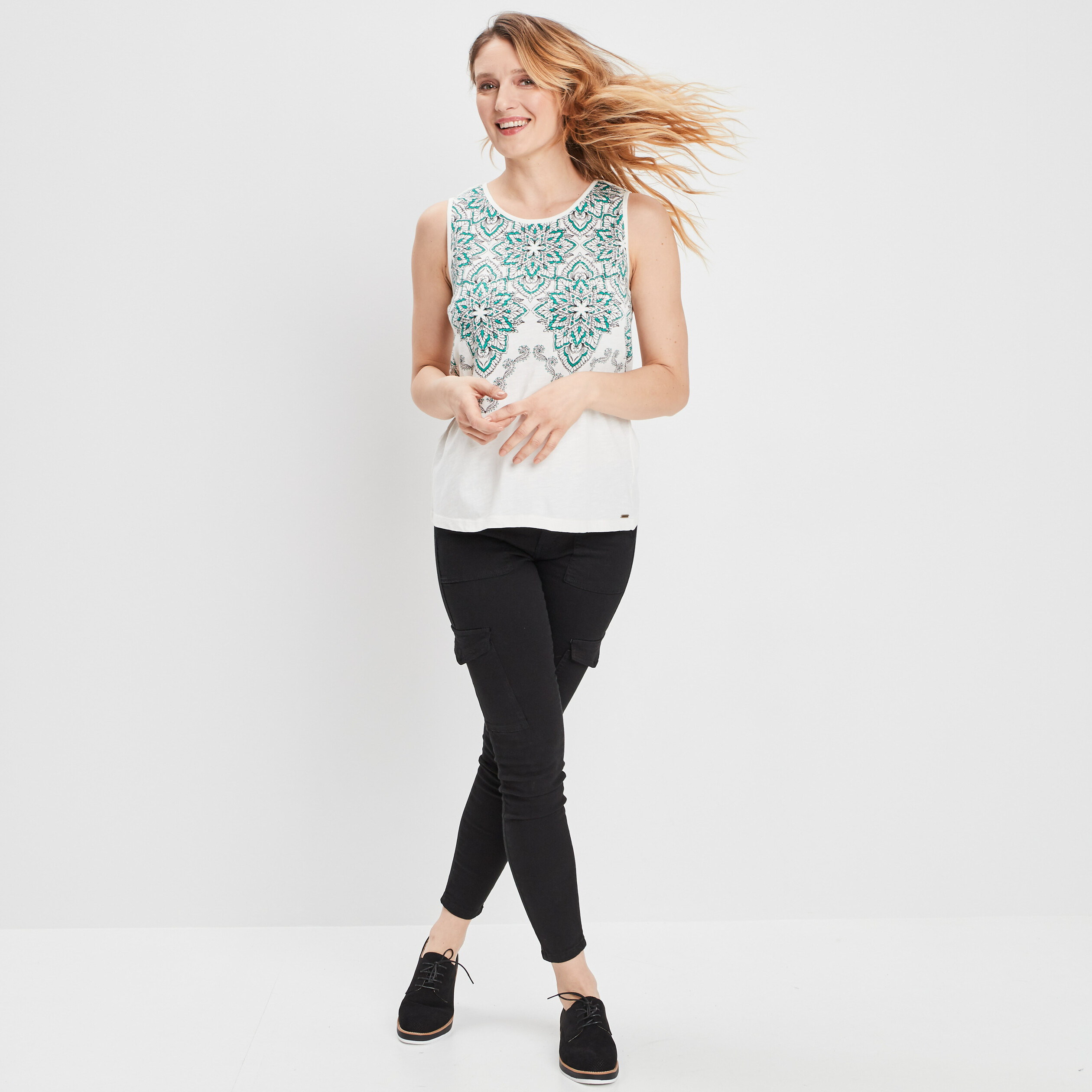 Débardeur empiècements macramé dos ivoire femme | La Halle