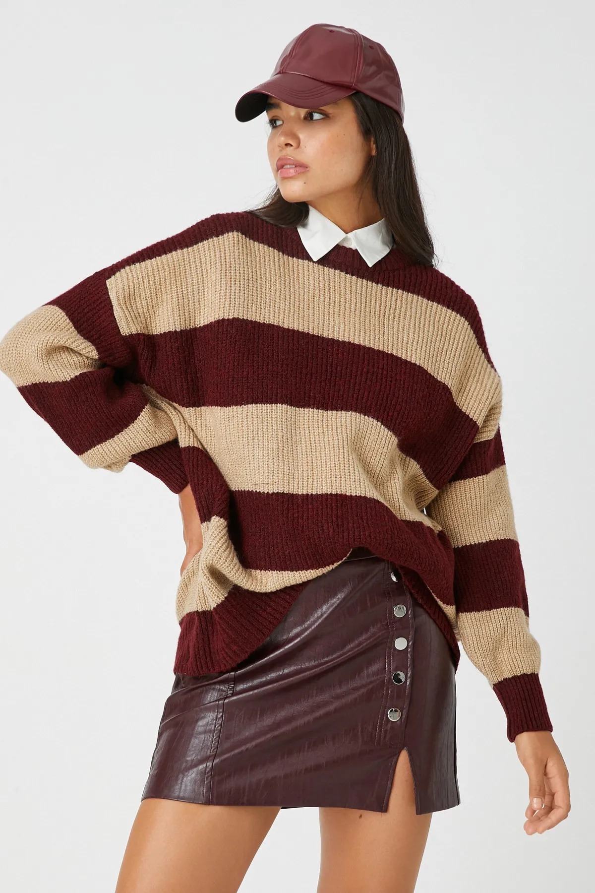 Koton  Beige gestreifter Damenpullover 3WAL90081HT