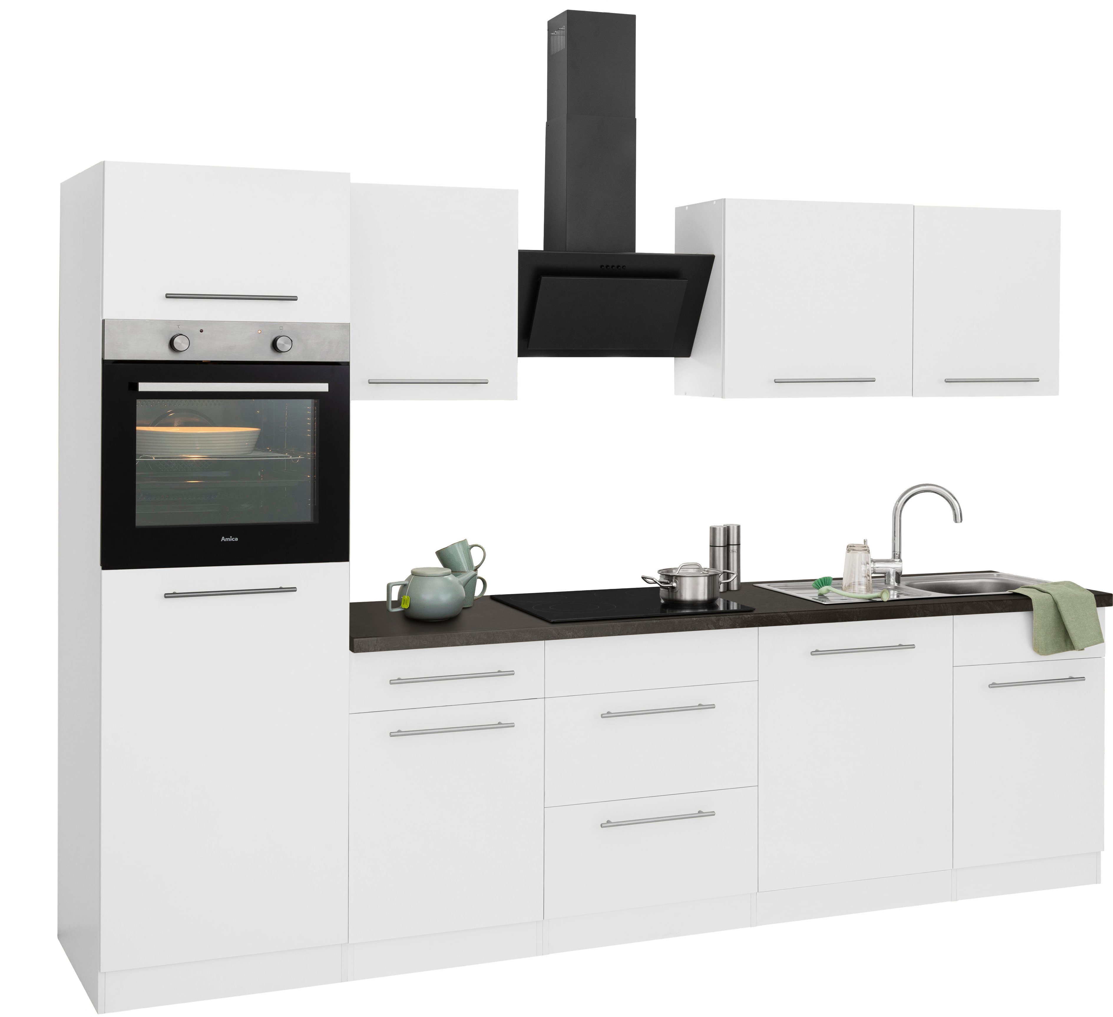 wiho Küchen Küchenzeile Unna, mit E-Geräten, Breite 280 cm
