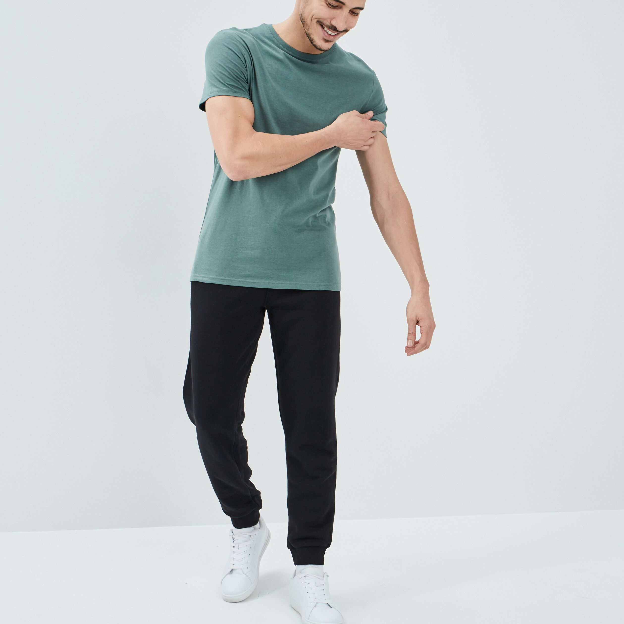 T-shirt en coton manches courtes vert clair homme | La Halle