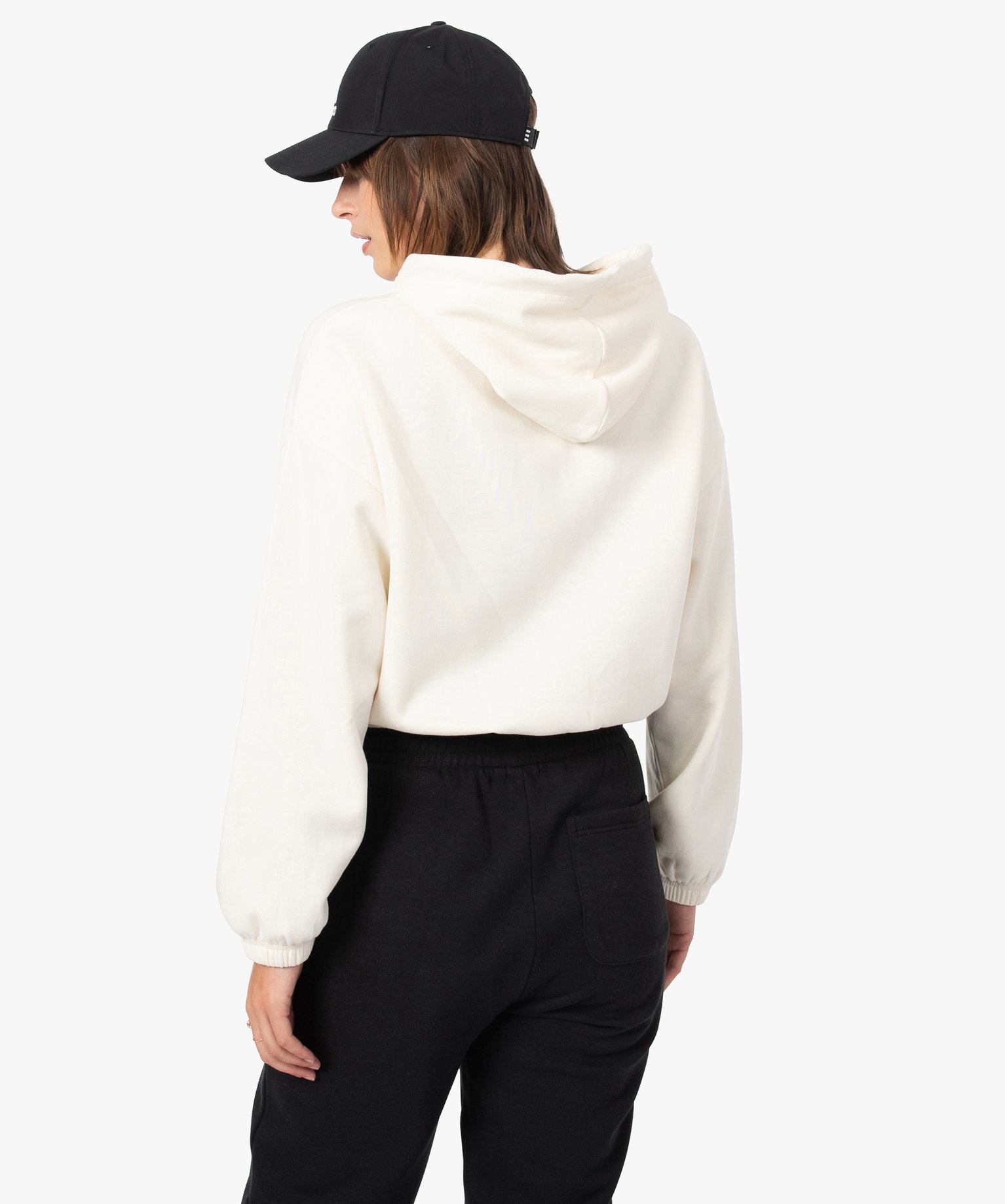 Sweat femme court à capuche ecru | GEMO