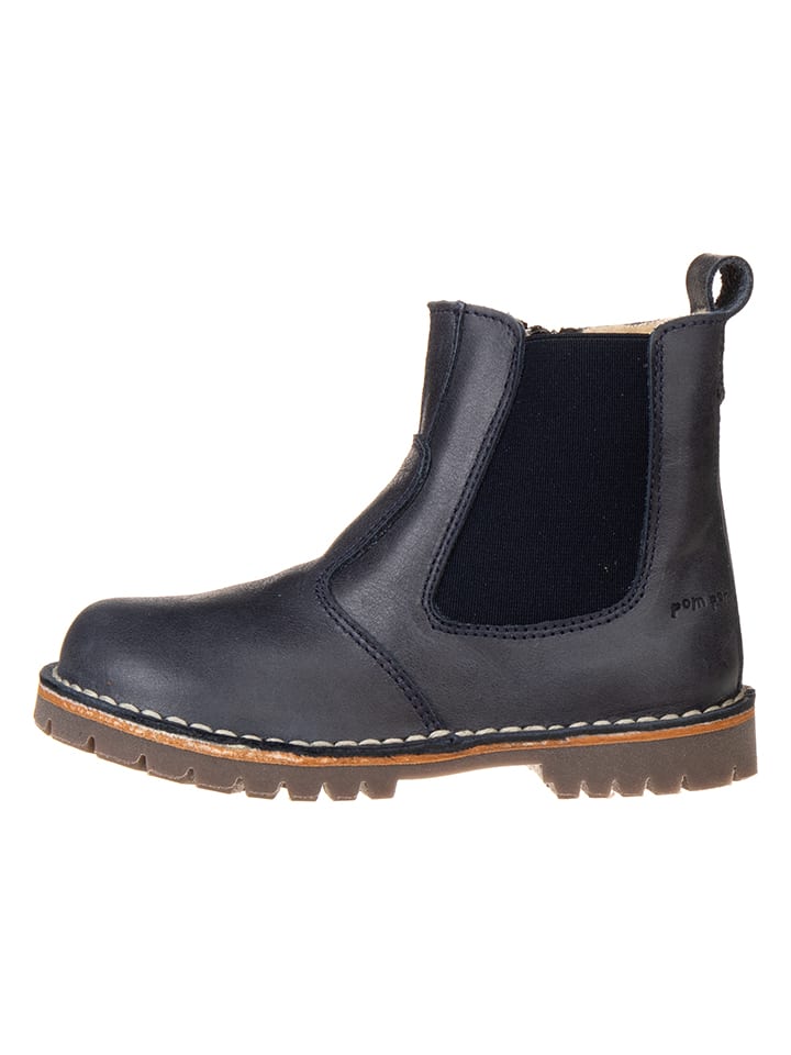 POM POM Leder-Chelsea-Boots in Dunkelblau günstig kaufen