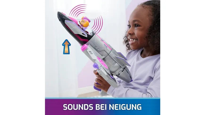 Spin Master - PAW Patrol: Der Mighty Kinofilm, Skyes Deluxe Superhelden-Jet inkl. Skye Figur, Licht und Geräuschen