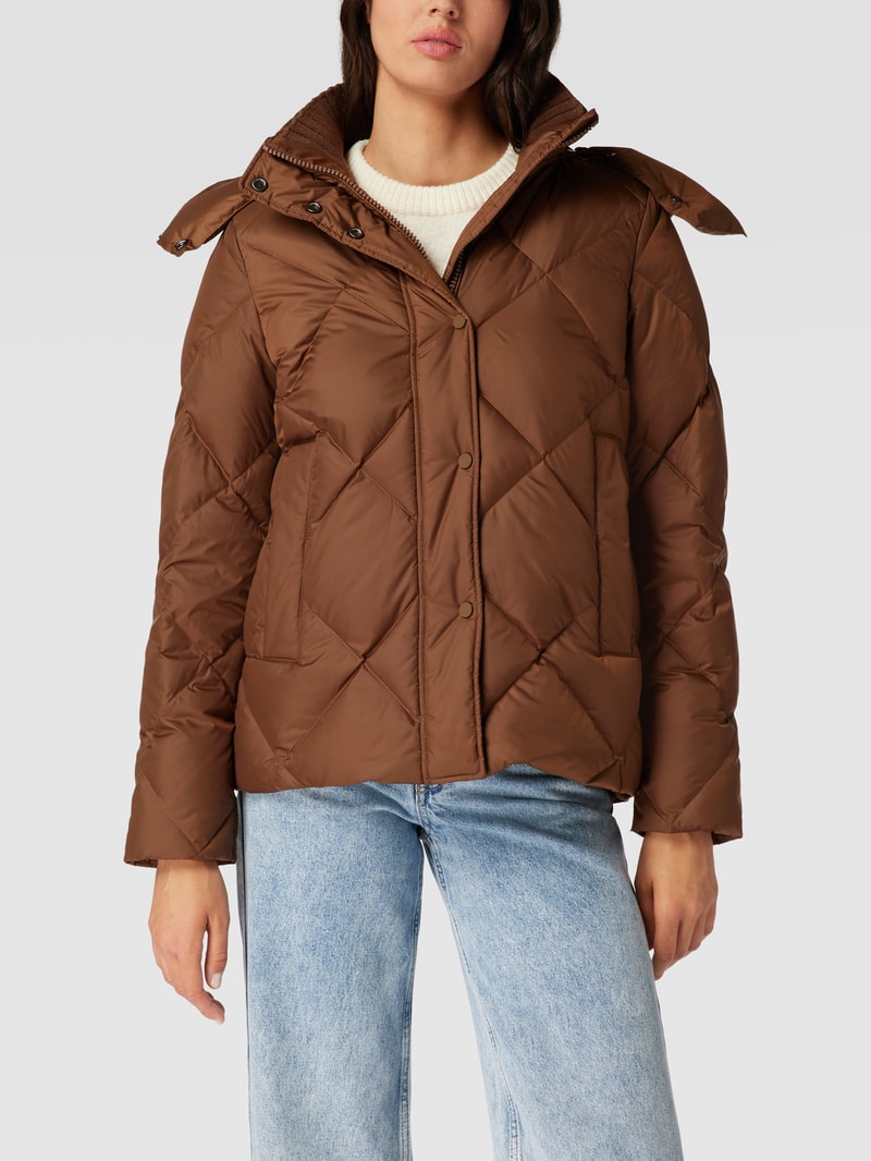 Daunenjacke mit Label-Detail in mittelbraun