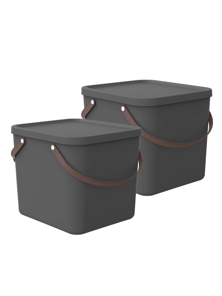 Rotho 2er-Set Aufbewahrungsbox 40l mit Deckel in Anthrazit günstig kaufen onesize