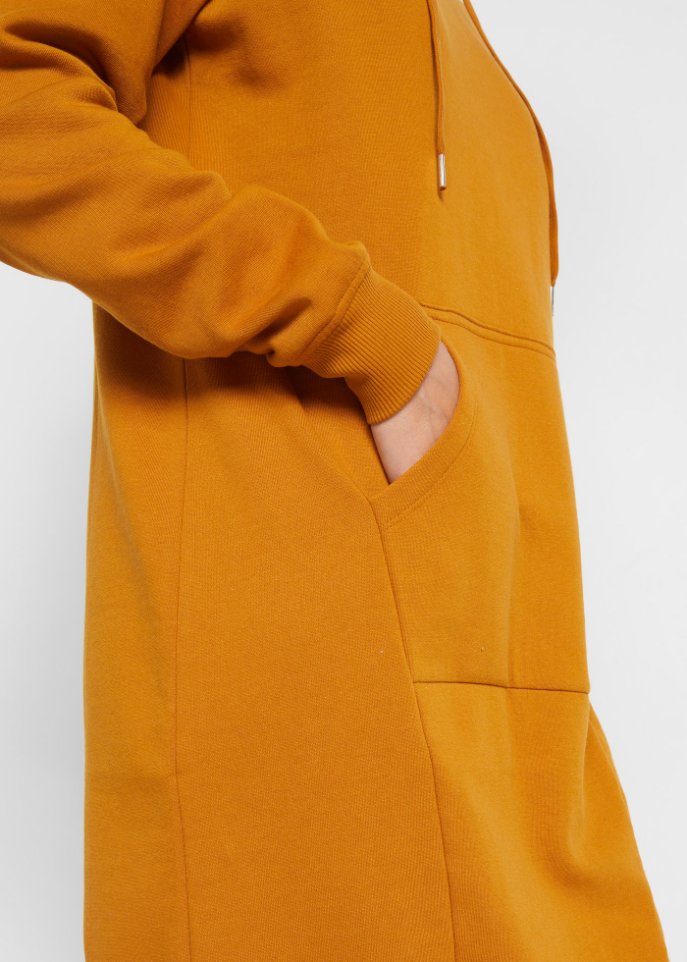 Sweatkleid mit Kapuze und Gummizug am Saum