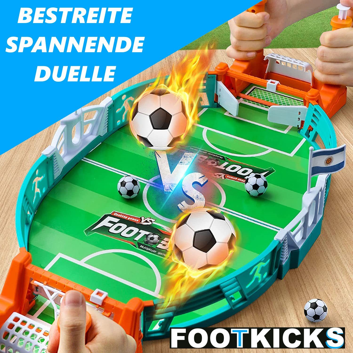 MAVURA Mini-Tischkicker FOOTKICKS Mini Fußball Tischkicker Duell Kicker Tisch Flipper, Tischfußball Fußballtisch klein
