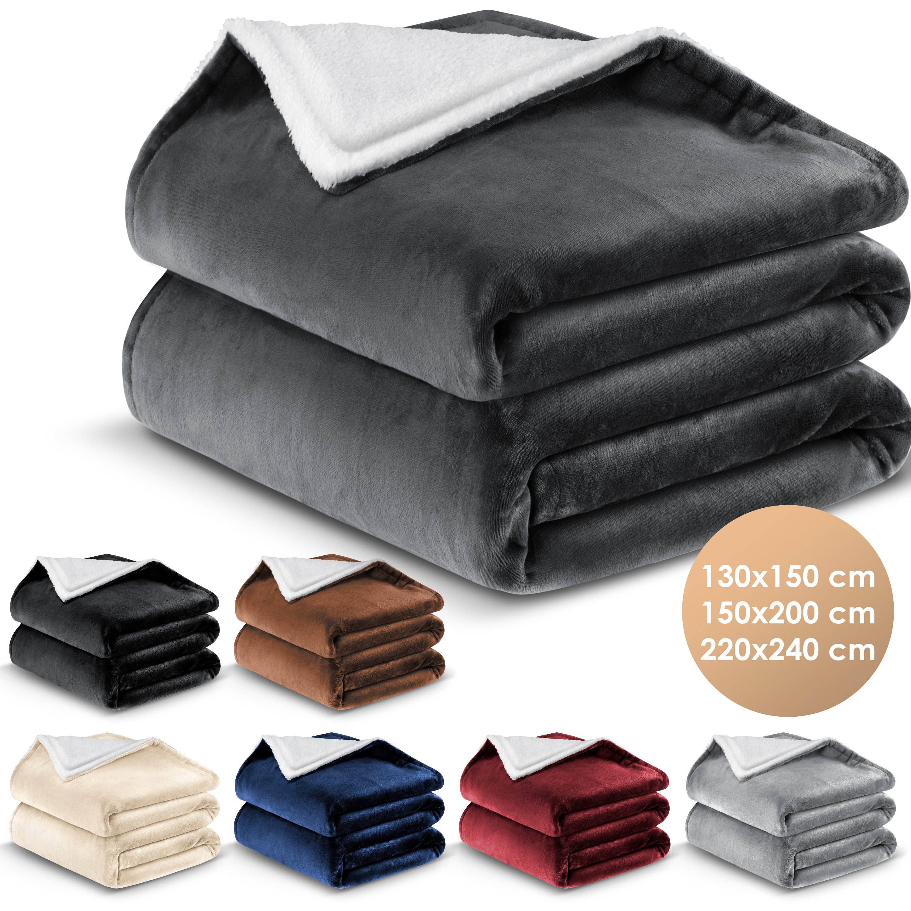 Wohndecke, KESSER, Kuscheldecke Flauschige Sherpa Extra Weich & Warm Wohndecke Flanell