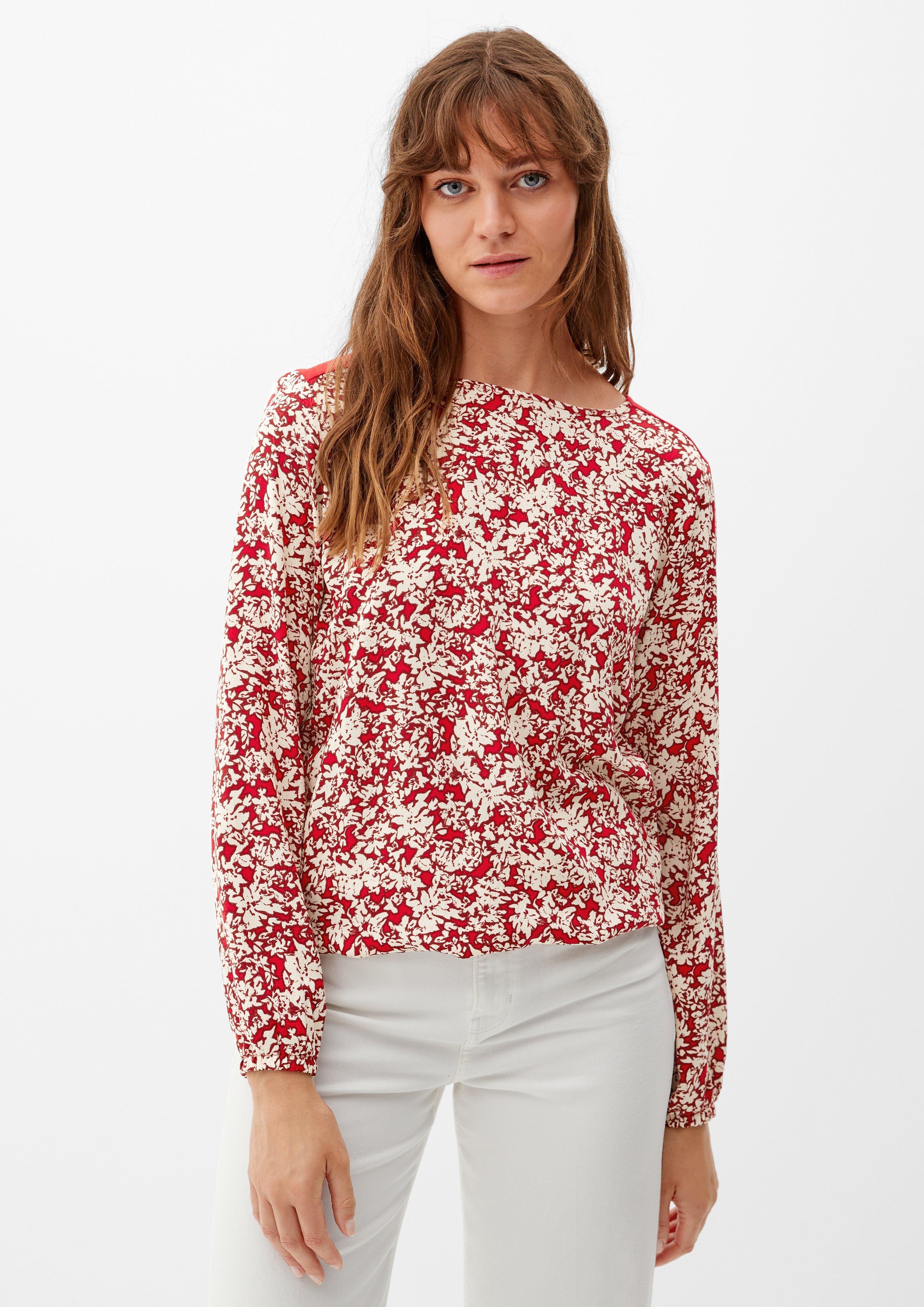 Materialmix-Bluse mit Print  2121780-31A1