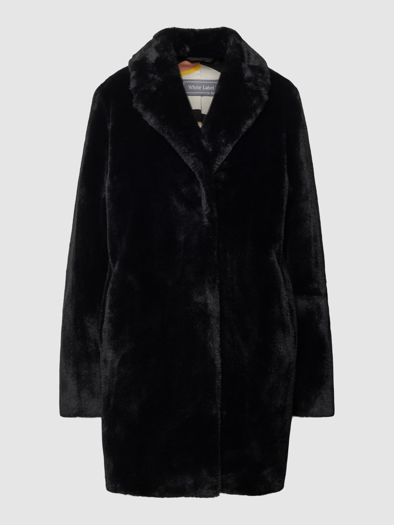 Mantel aus Teddyfell in schwarz