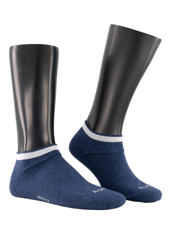BOGGI MILANO, Sneakersocken, Baumwolle, beige-silber-blau