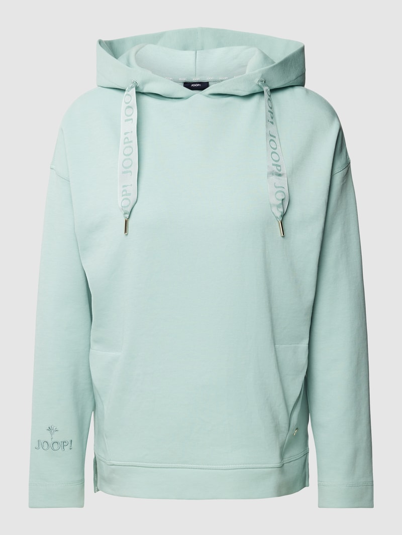 Hoodie mit Label-Details in helltürkis