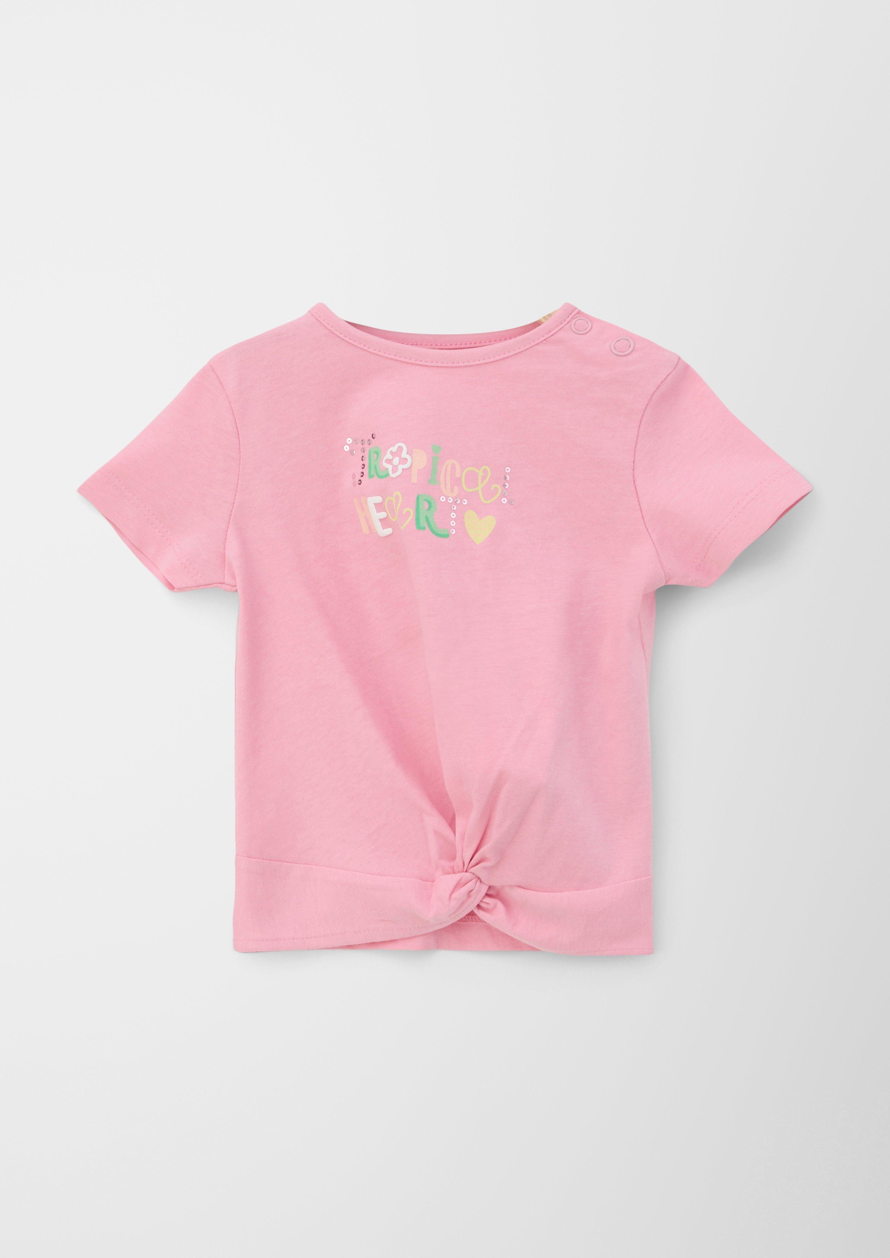 T-Shirt mit Schriftprint und Knoten Detail  2130651-4325
