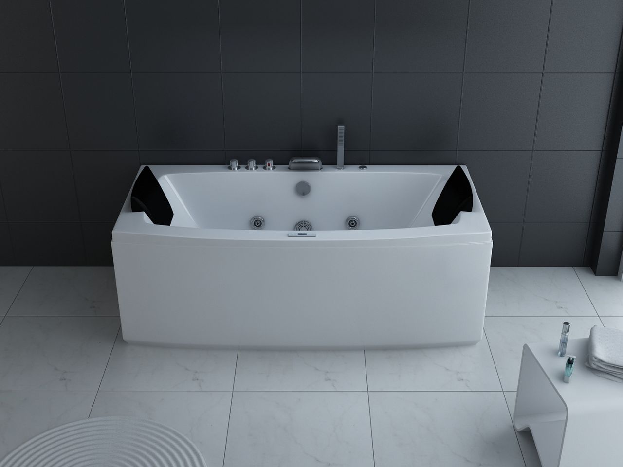 PureHaven Whirlpool 160x80 cm Heizung Reinigungsprogramm & Lichttherapie elegantes Design Bluetooth-fähiges Soundsystem