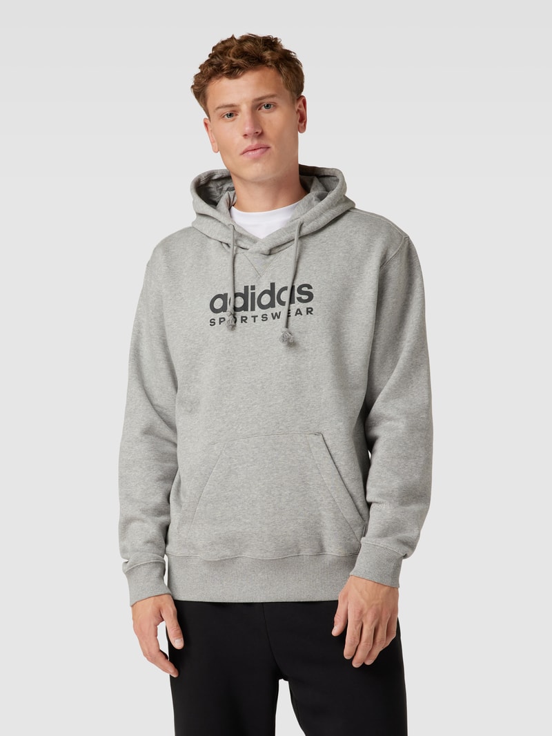 Hoodie mit Logo-Print in mittelgrau meliert