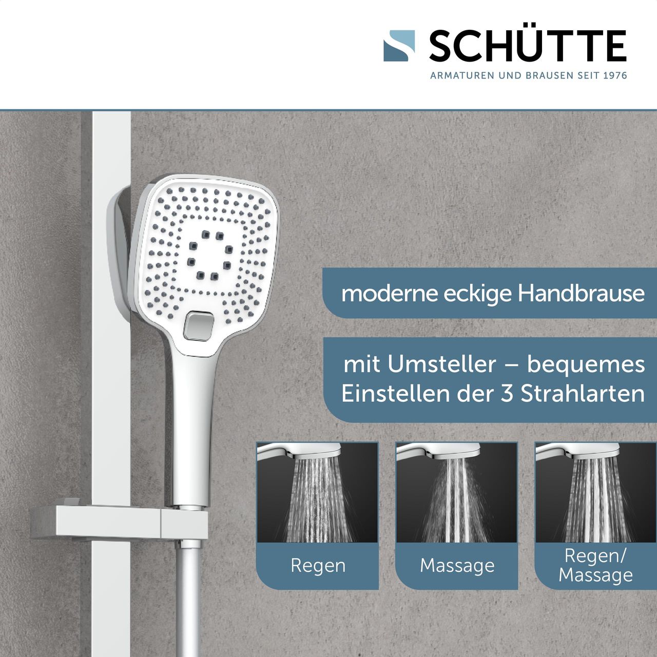 Schütte RAVENNA Stangenbrauseset, Chrom/Weiß