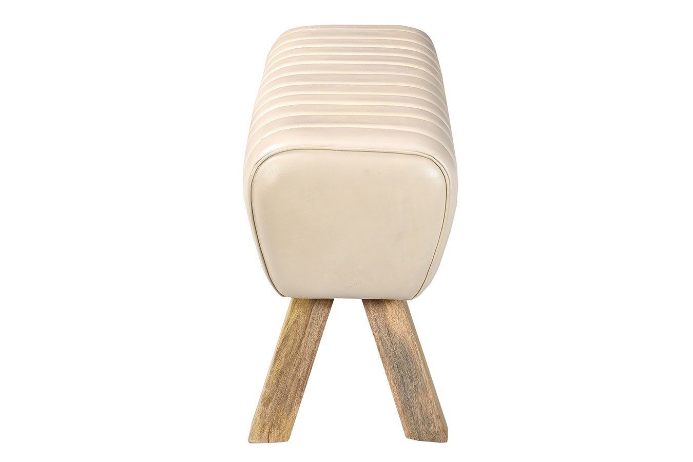 daslagerhaus living Bauernschrank Sitzbank Vintage Leder creme B 87 cm