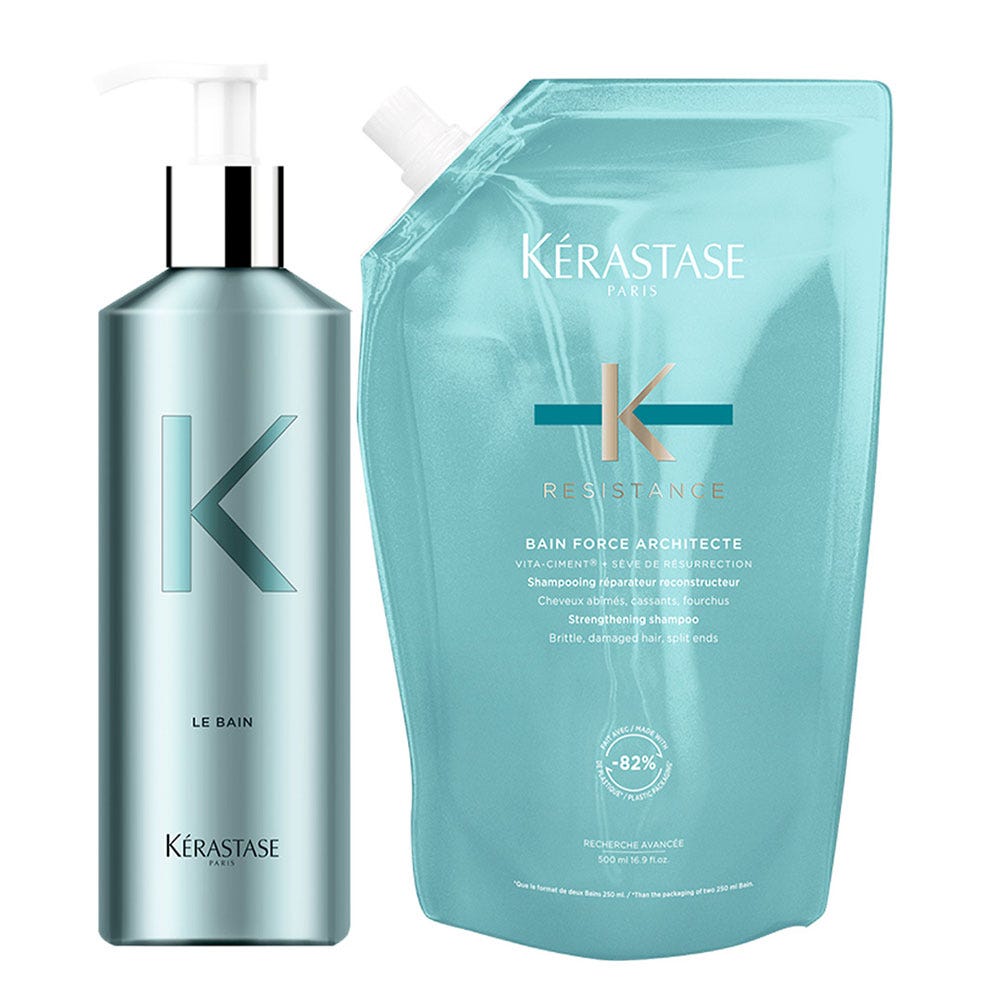 Kérastase Résistance Bain Force Architecte Refill Pouch 500 ml + Alu-Flasche