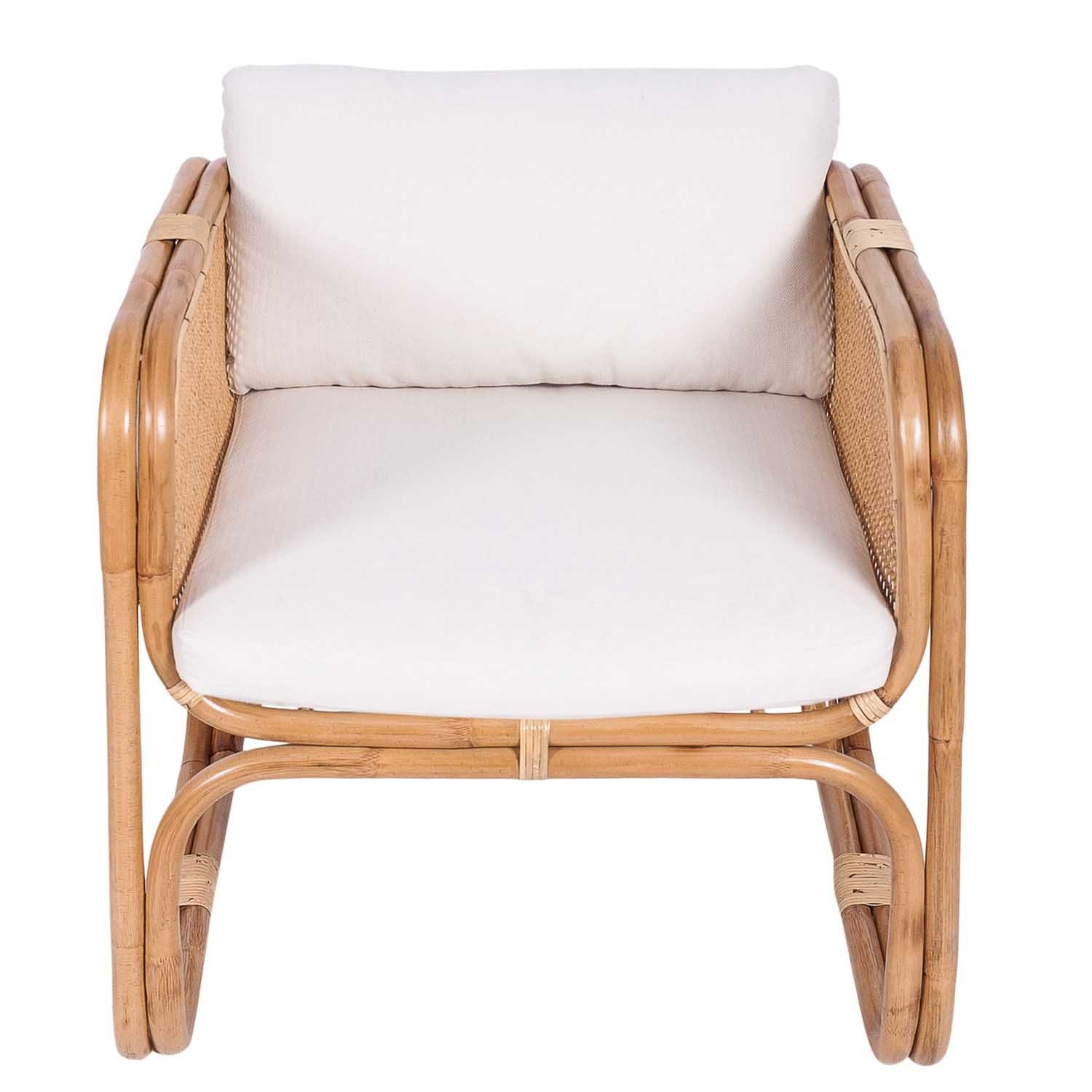 Casa Moro Rattanstuhl Rattansessel Bima mit Sitzkissen & Rückenkissen, aus Natur-Rattan handgefrtigter Relaxsessel