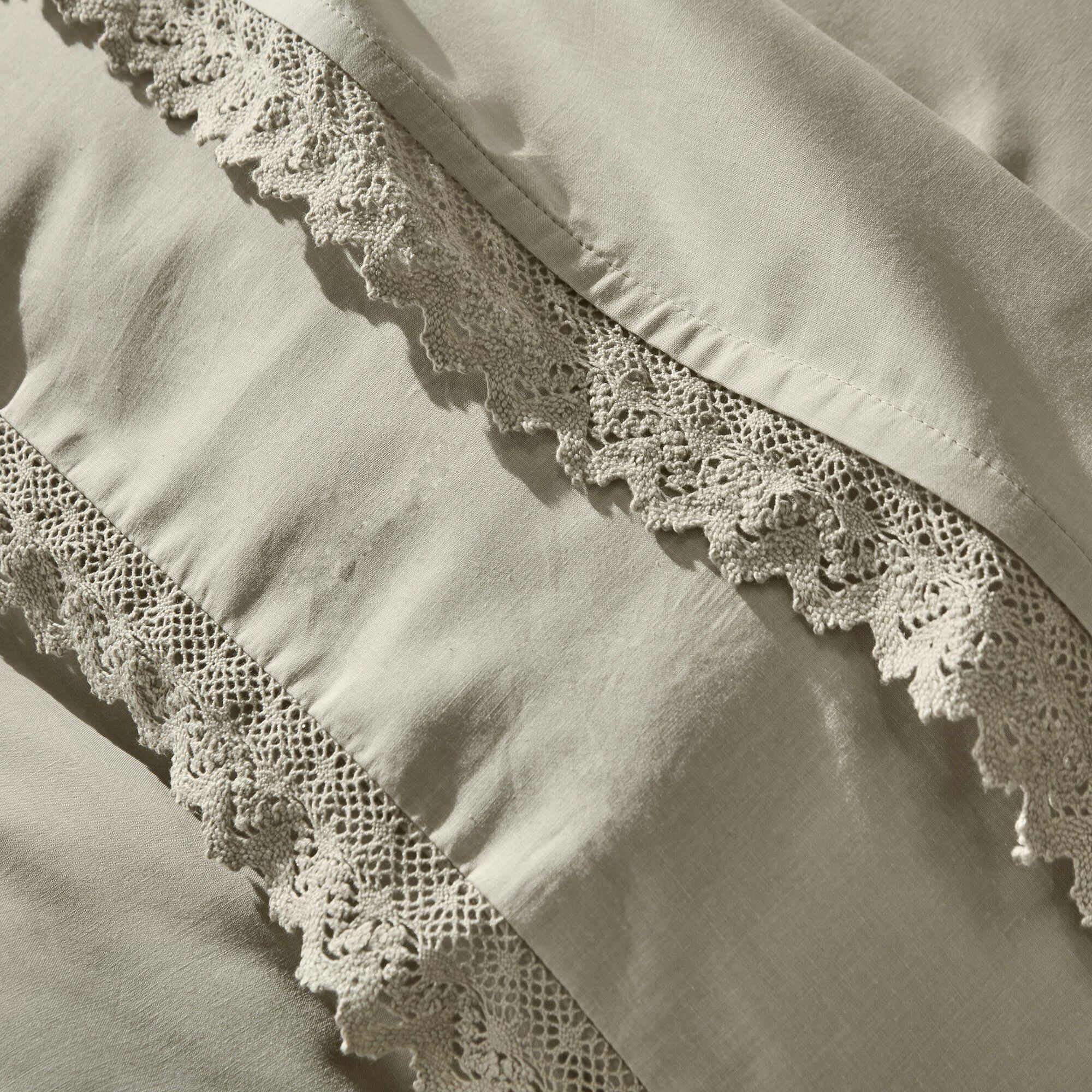 Linge de lit uni dentelle coton