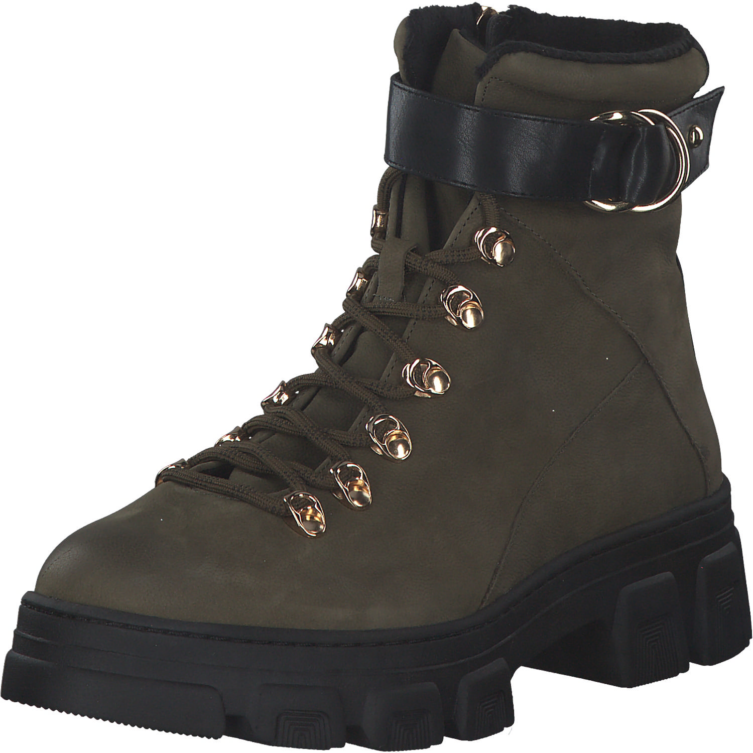 Tamaris 25213, Schnürstiefeletten, Damen, Olive/Black