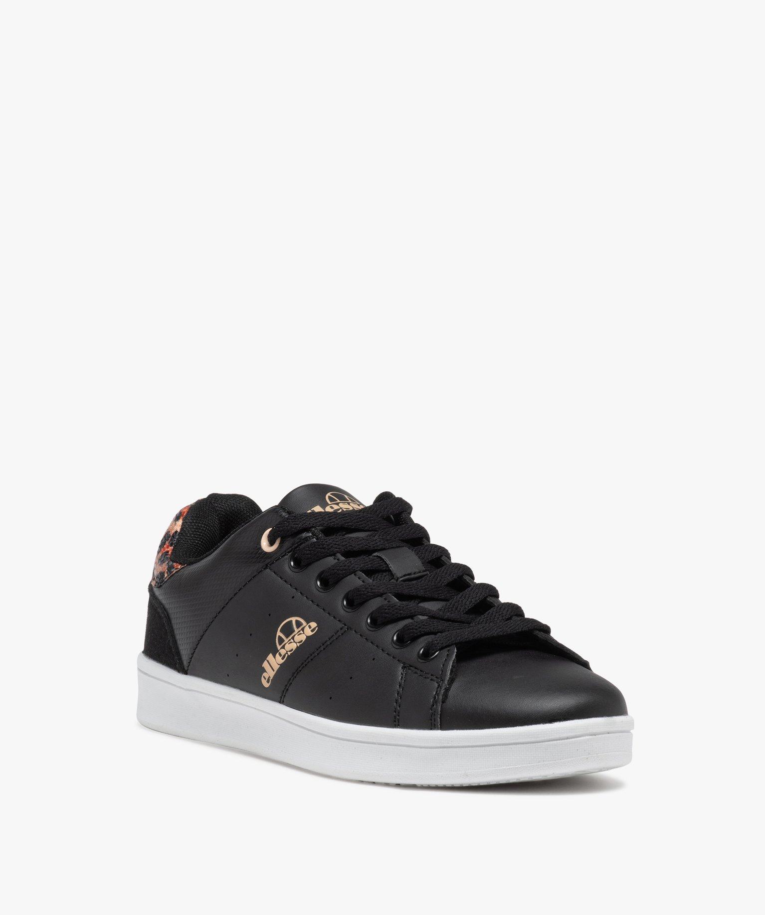 Baskets femme unies à lacets avec détail imprimé jungle -... noir | GEMO