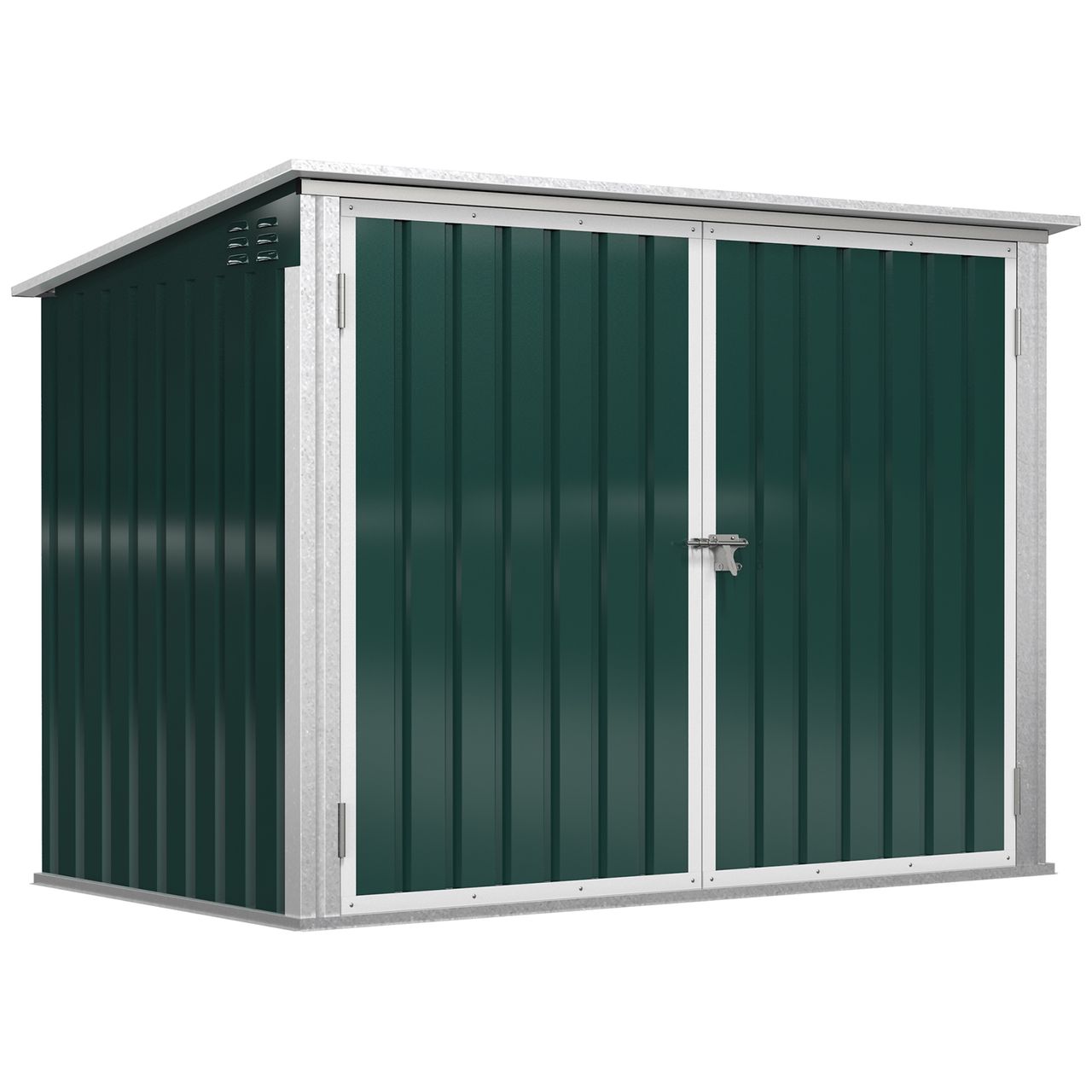 Outsunny Mülltonnenbox Gerätebox Müllbox Storer für 2 Mülltonnen abschließbar Stahl Grün 178,5 x 104,5 x 128,5/113 cm