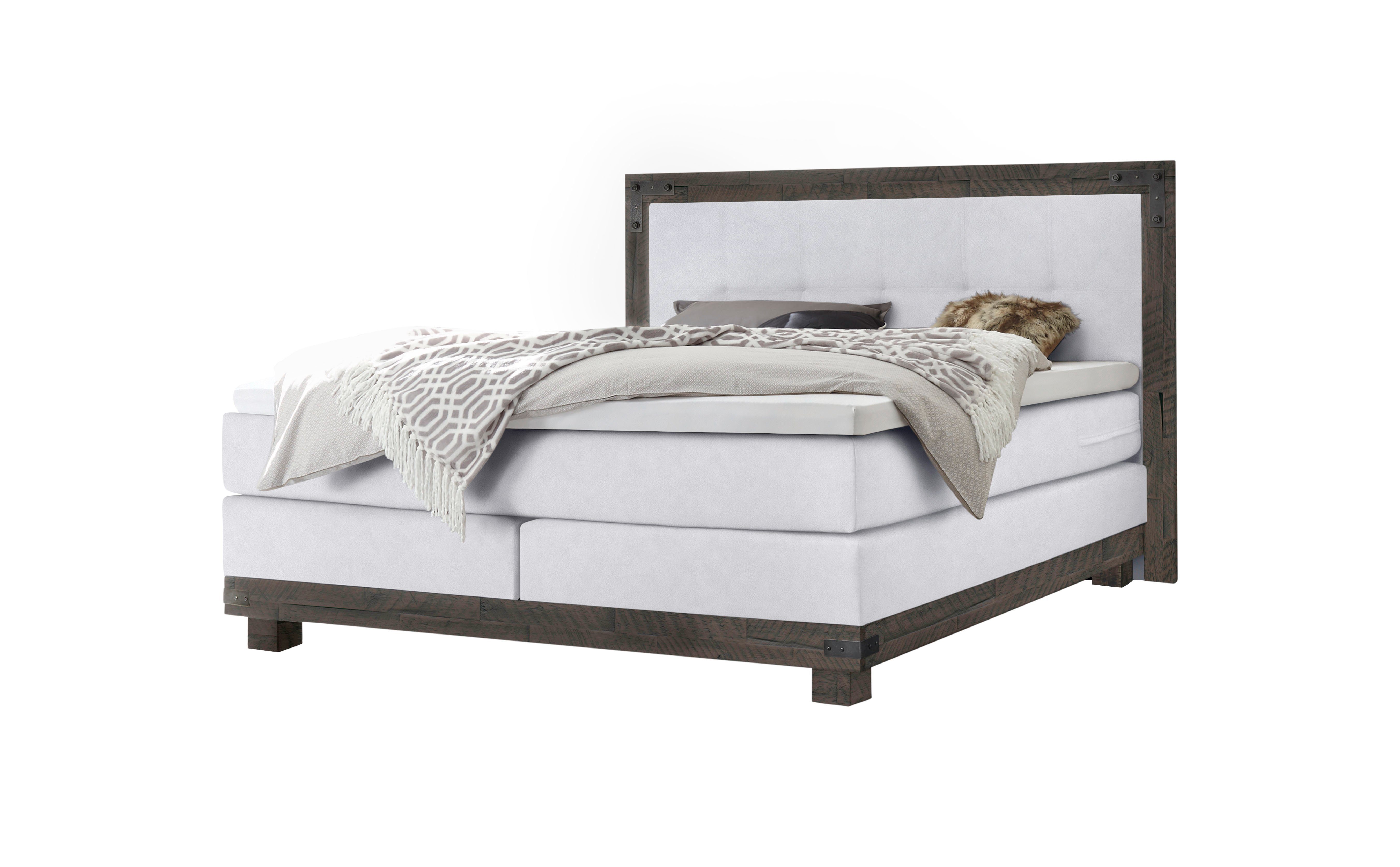 HASENA Boxspringbett Chicago, im Vintagelook mit Punktsteppung im Kopfteil, Massivholz-Umrandung