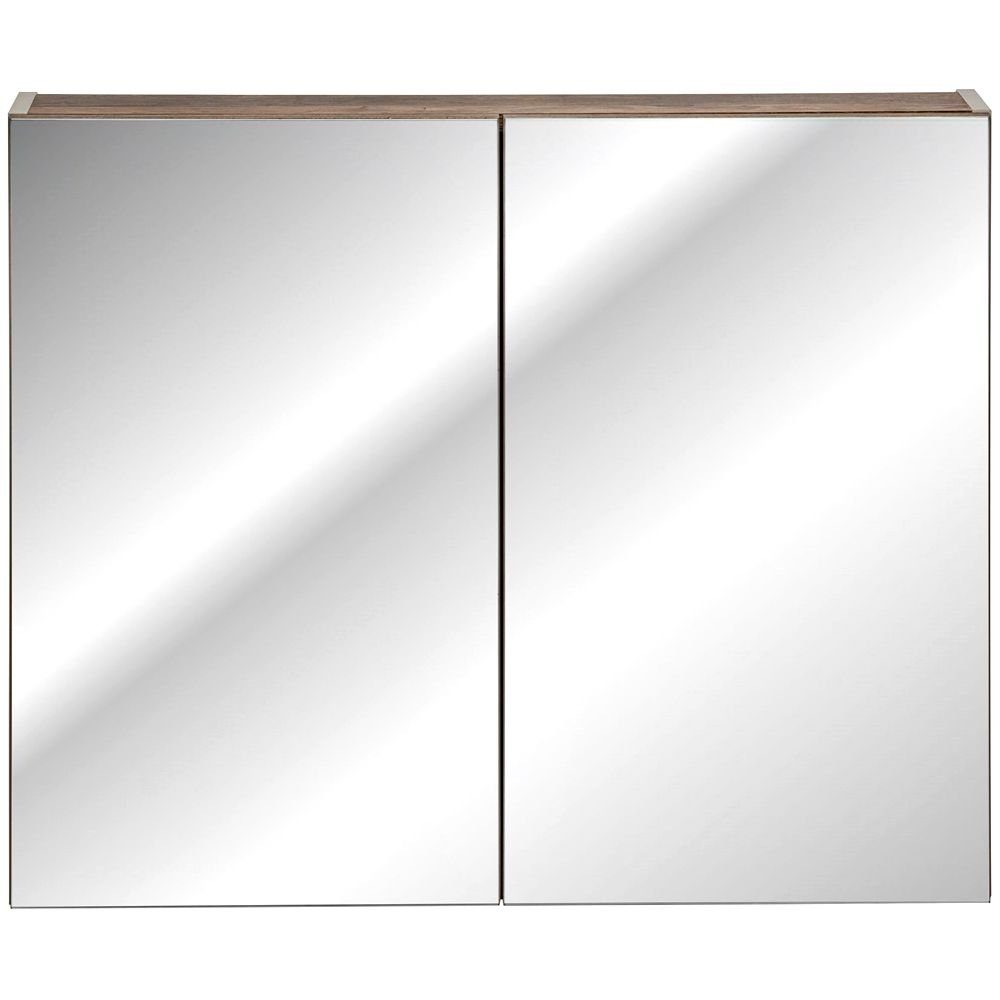 Lomadox Spiegelschrank PUEBLA-56-TAUPE 80cm mit LED in taupe mit Vintage Oak Nb. B/H/T ca. 80/65-75/17 cm