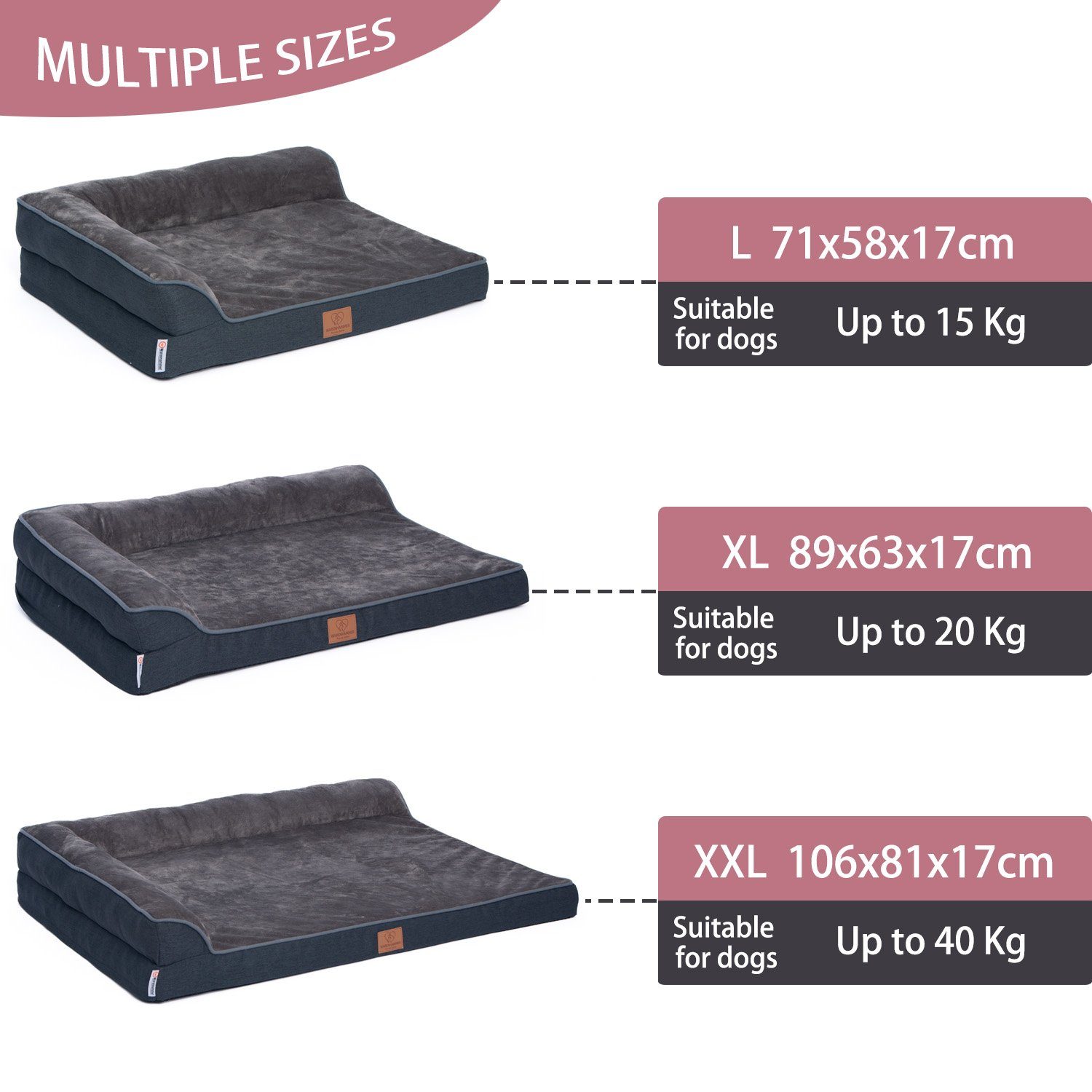 Warenhammer Tierbett Orthopädisches Premium Hundebett, flauschig weich, Abnehmbar,Waschbar, verschiedene Grössen