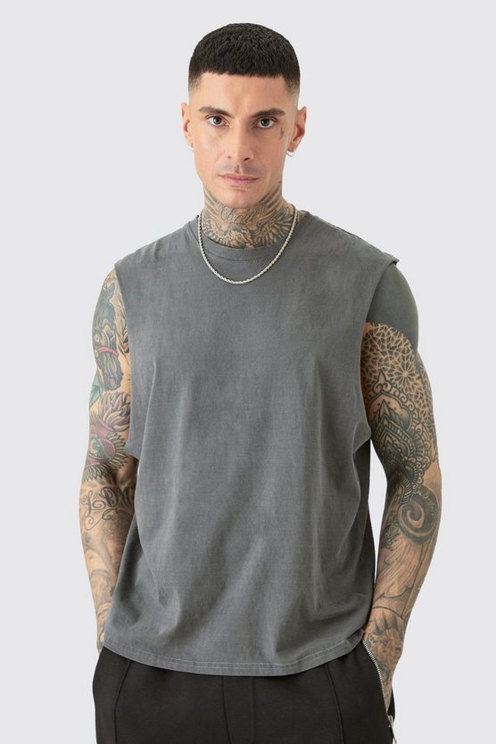 Tall graues Homme Racer-Tanktop