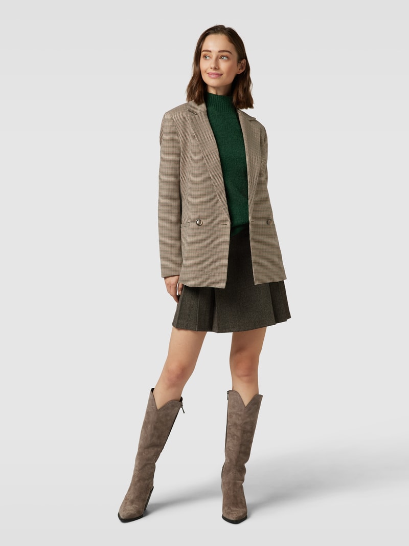 Blazer mit Hahnentrittmuster Modell 'CHARLOTT' in mittelbraun