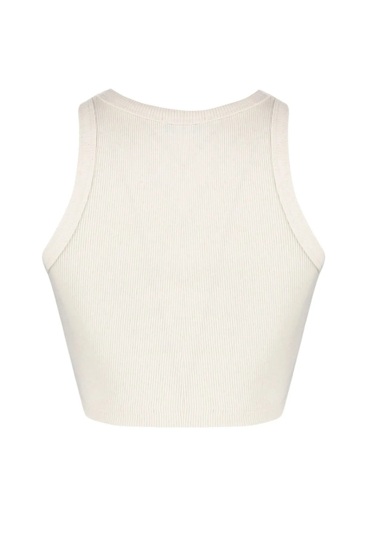 Trendyol Collection  Ecru Super Crop Neckholder Geripptes, flexibles Strick-Unterhemd TWOSS23AL00024