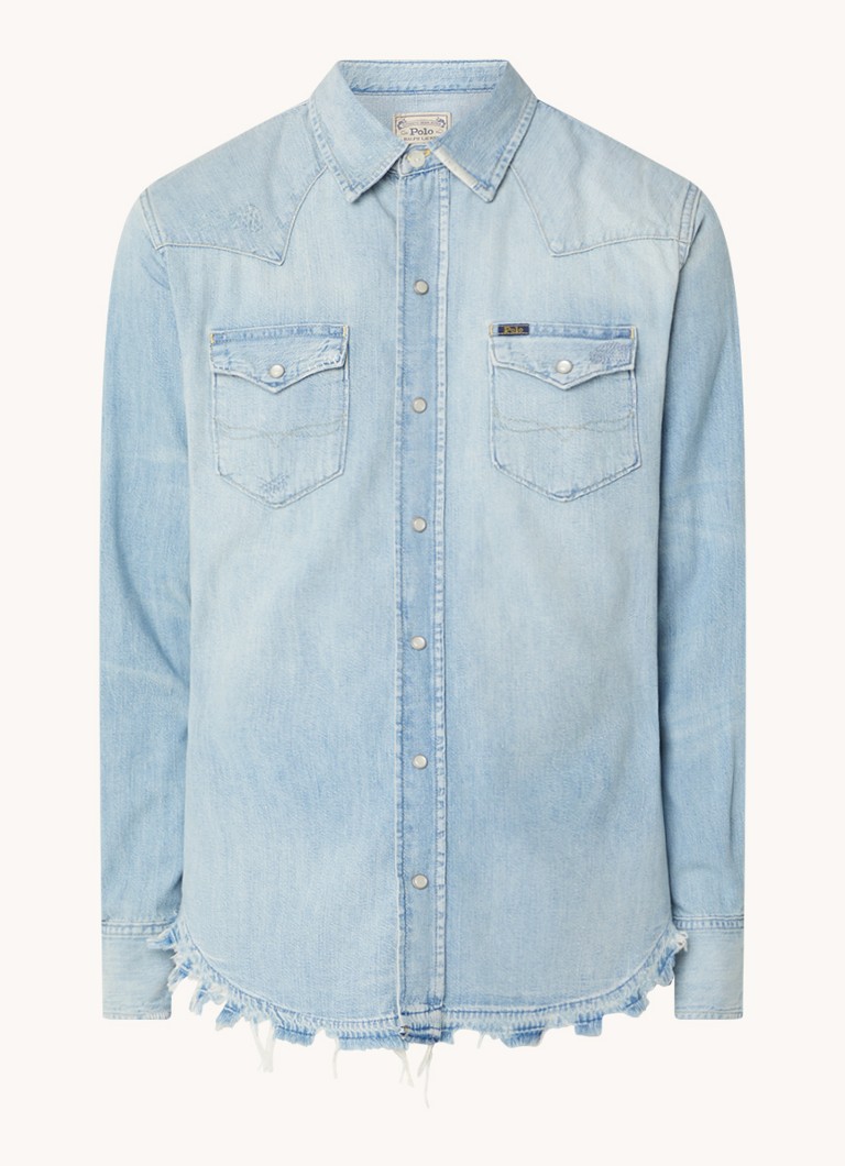 Ralph Lauren košulja od chambray tkanine regularnog kroja s džepovima na prsima i uništenom završnom obradom