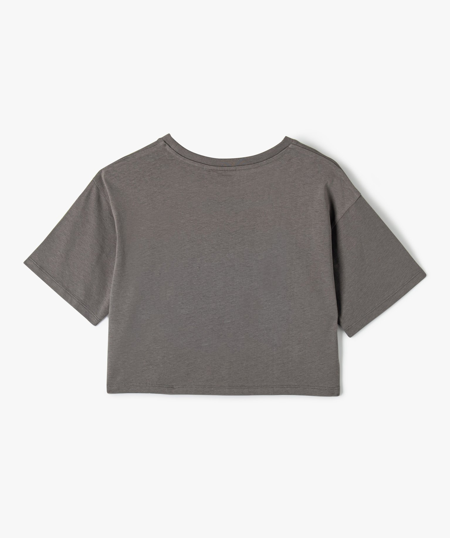 Tee-shirt court avec motif manga fille - Sakura gris fonce | GEMO
