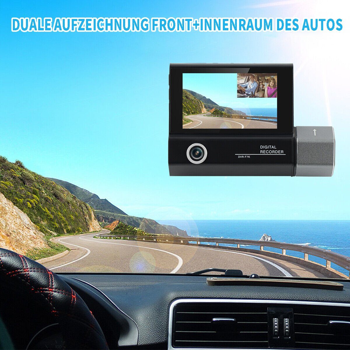 Yoyaxi 32G+ Auto-DVR 170° Doppelobjektiv-Dashcam Dashcam (1080P Videorecorder-Kamera vorne und hinten)