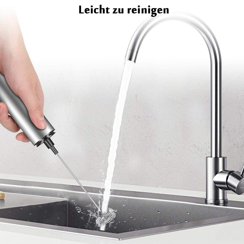 Gontence Milchaufschäumer Handheld Kaffeeaufschäumer USB Wiederaufladbare Schaummaschine, Bubbler Schneebesen für Latte Cappuccino Heiße Schokolade (USB)