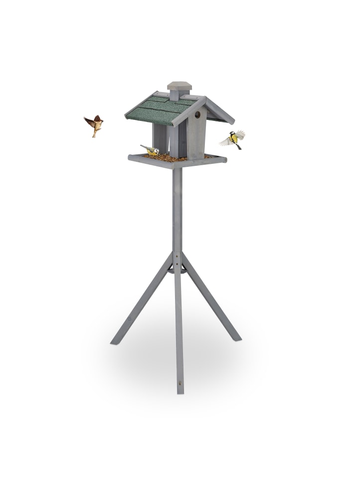 relaxdays Vogelfutterhaus in Grau/ Grün - (B)67 x (H)135 x (T)56 cm günstig kaufen onesize