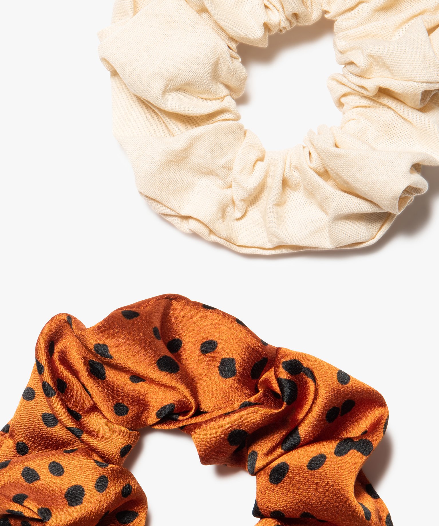 Chouchou femme imprimé pois (lot de 2) marron | GEMO