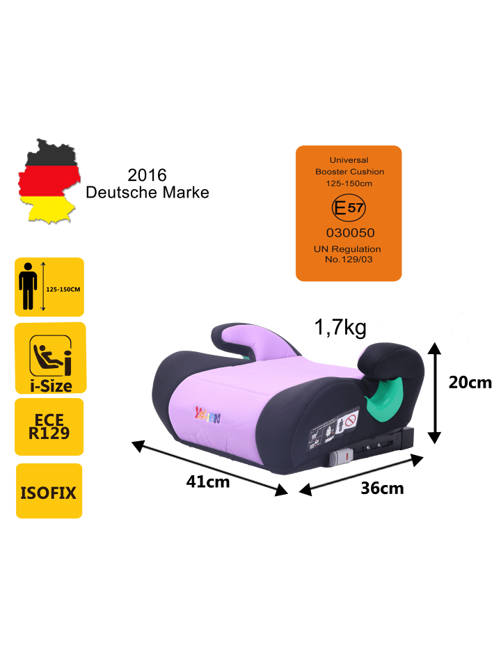Yalion Kindersitzerhöhung ECE R129 Yalion in lila - i-Size (6-10 Jahre) günstig kaufen onesize