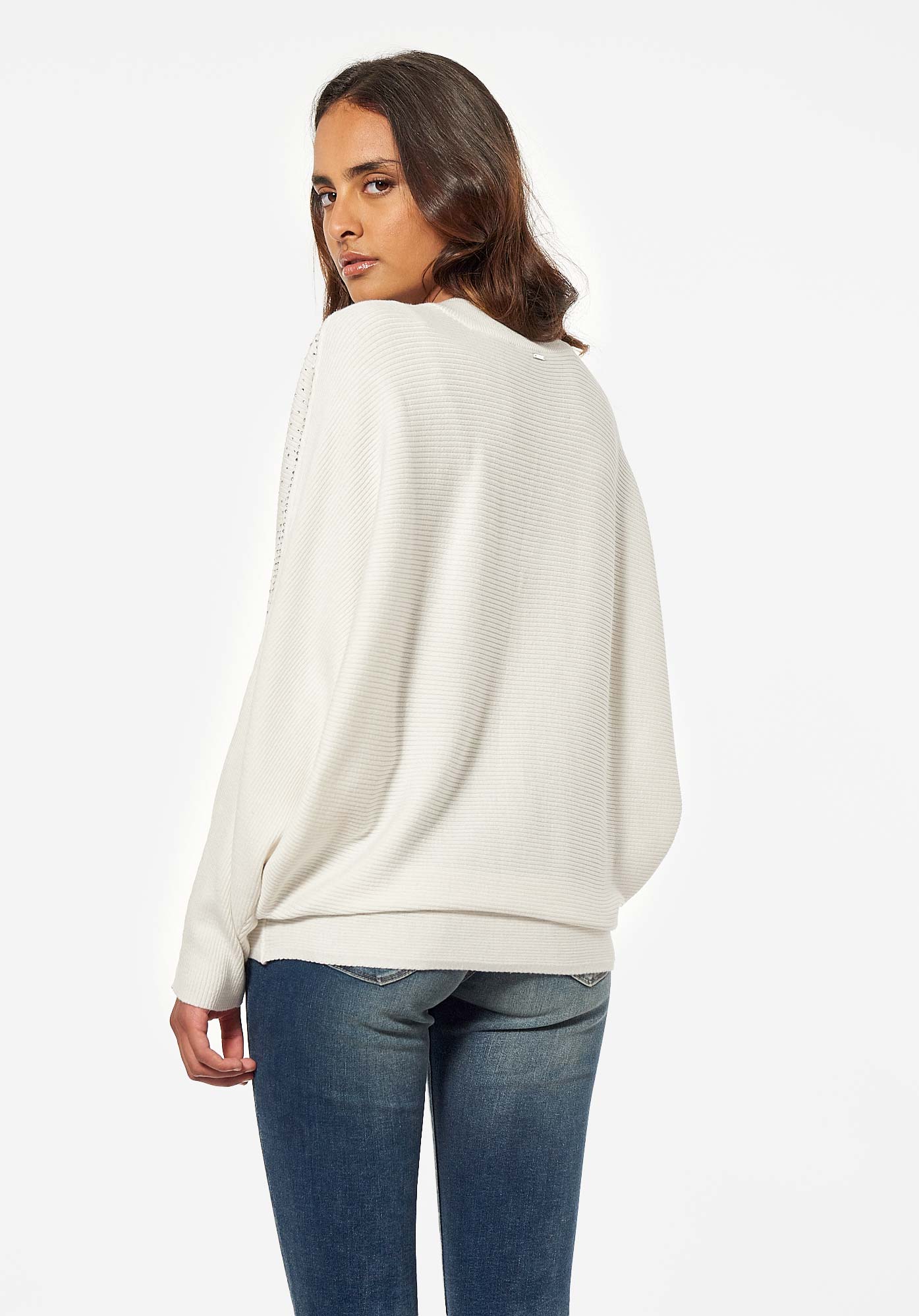 FONE   Pull blanc et strass Femme