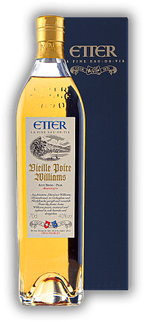 Etter Vieille Poire Williams Barrique gereift Etter Vieille Poire Williams Barrique gereift Etter Vieille Poire Williams Barrique das zartfruchtige Eau-de-vie. Alter 3 J. - 0,7	 Liter - Vol 40%