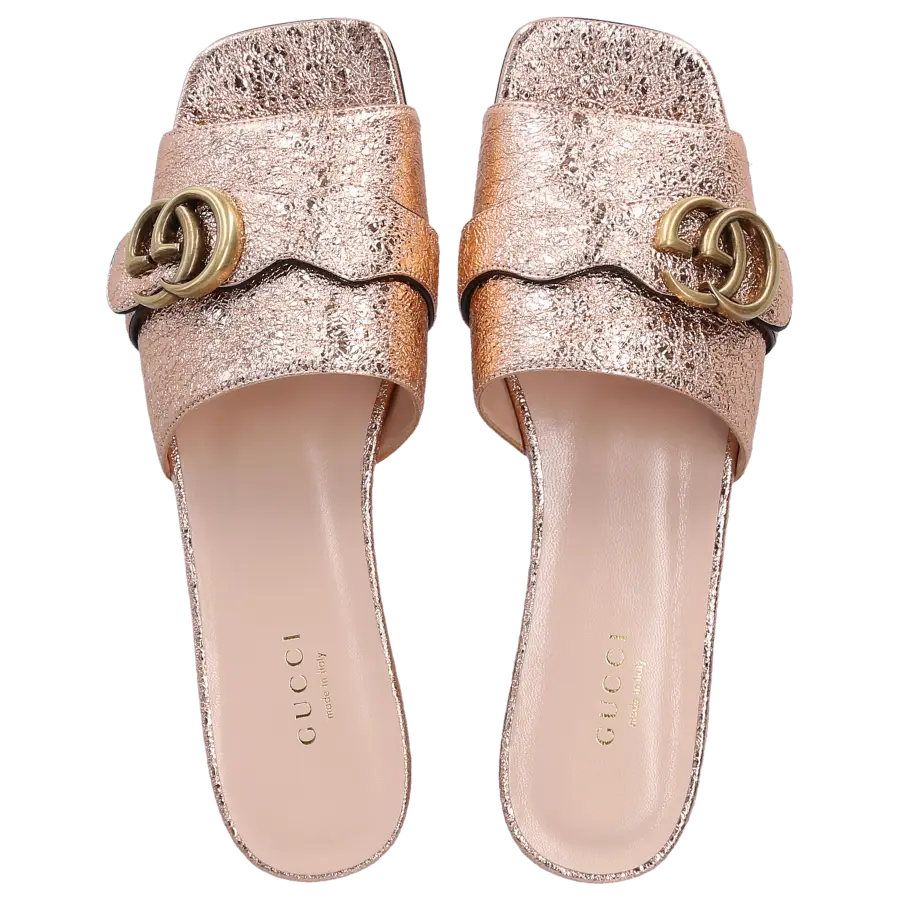Gucci - Sandalen DKT00 Kalbsleder Logo Crinkled rosé - pink