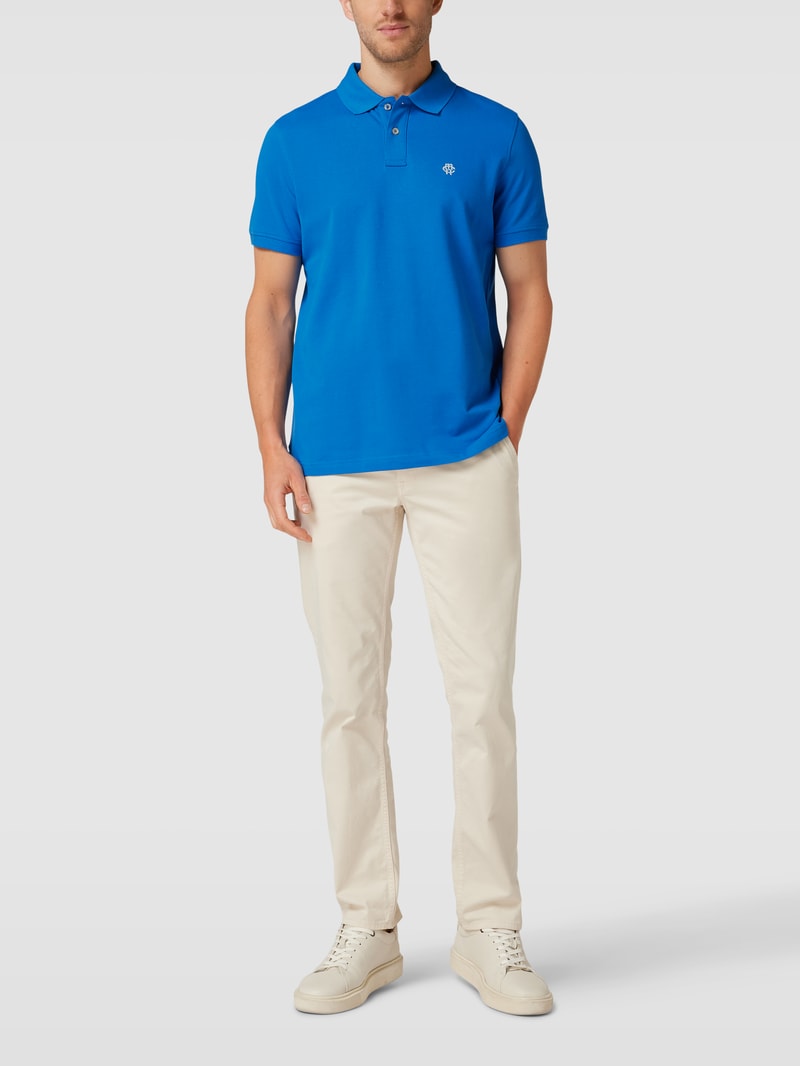 Poloshirt mit Logo-Stitching in royalblau