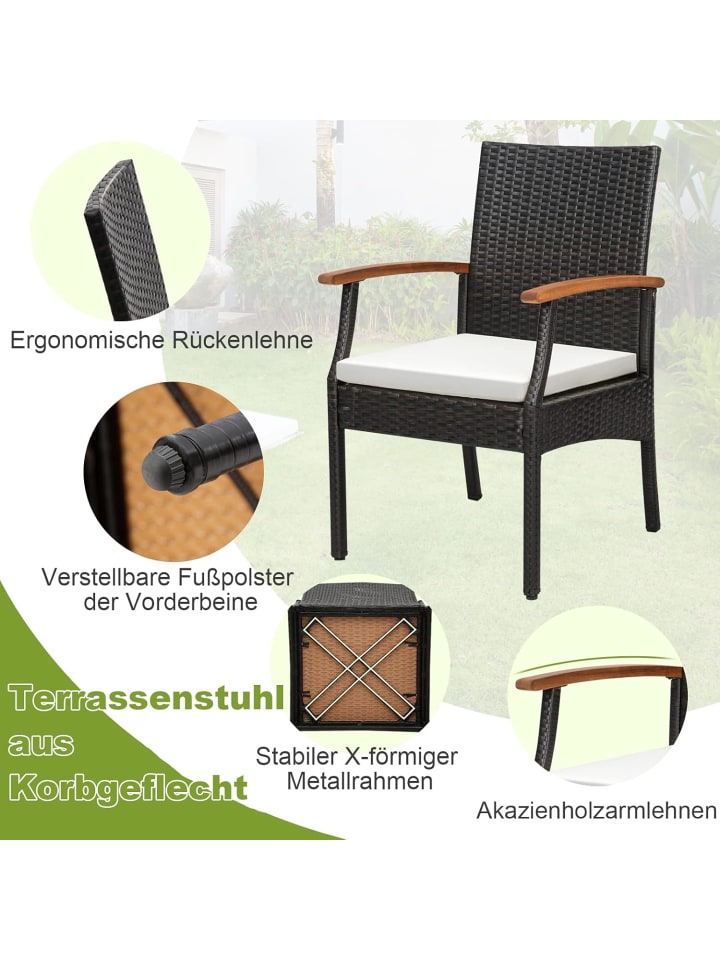 COSTWAY 2er Set Gartenstuhl in Braun günstig kaufen onesize