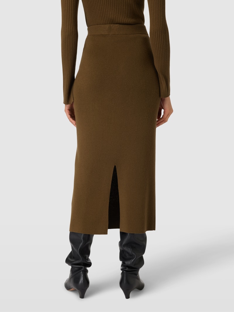 Maxirock aus Schurwoll-Mix in khaki