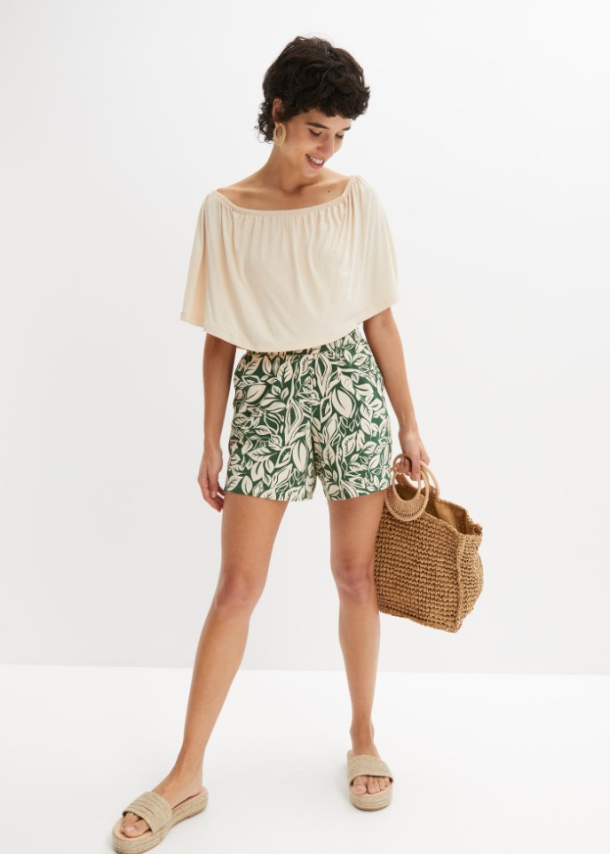 Bedruckte Jersey-Shorts mit Taschen und Bequembund