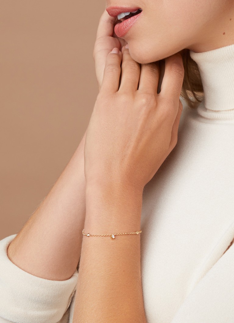 Bracciale Diamond Point in oro giallo, diamante da 0,13 ct, motivo Cuori e Frecce